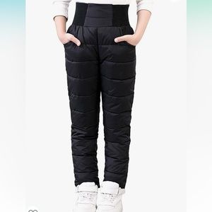 Kids Black Snow Pants Thick Winter Warm Kids Pants Activewear Clothes Ski Pants